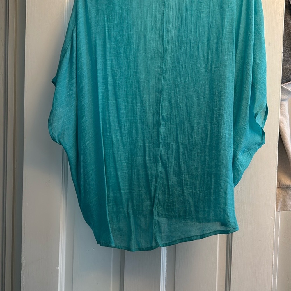 Sheer Turquoise Kimono Cardigan - Picture 2 of 3